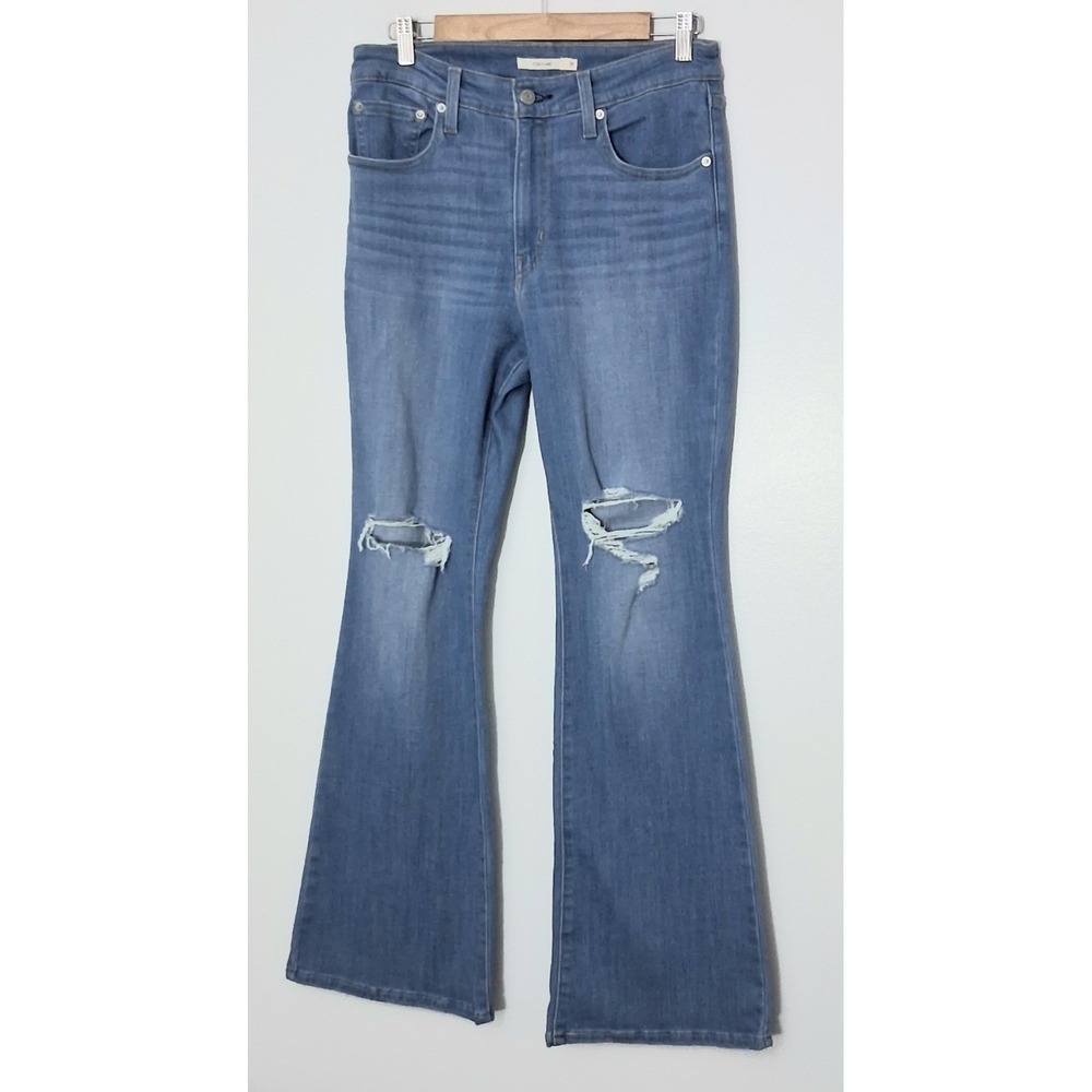 Levi's 726 Jeans Women's Size 31 Flare Distressed Knees Light Wash Boho Y2K‎